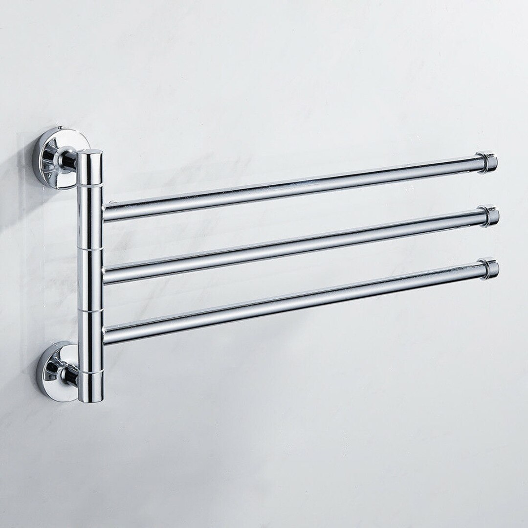 Stainless Steel Swing Arm Towel Holder 2/3/4 Arm Wall Mounted Swivel Towel Holder Durable Bathroom Storage Hardware: 3 arm