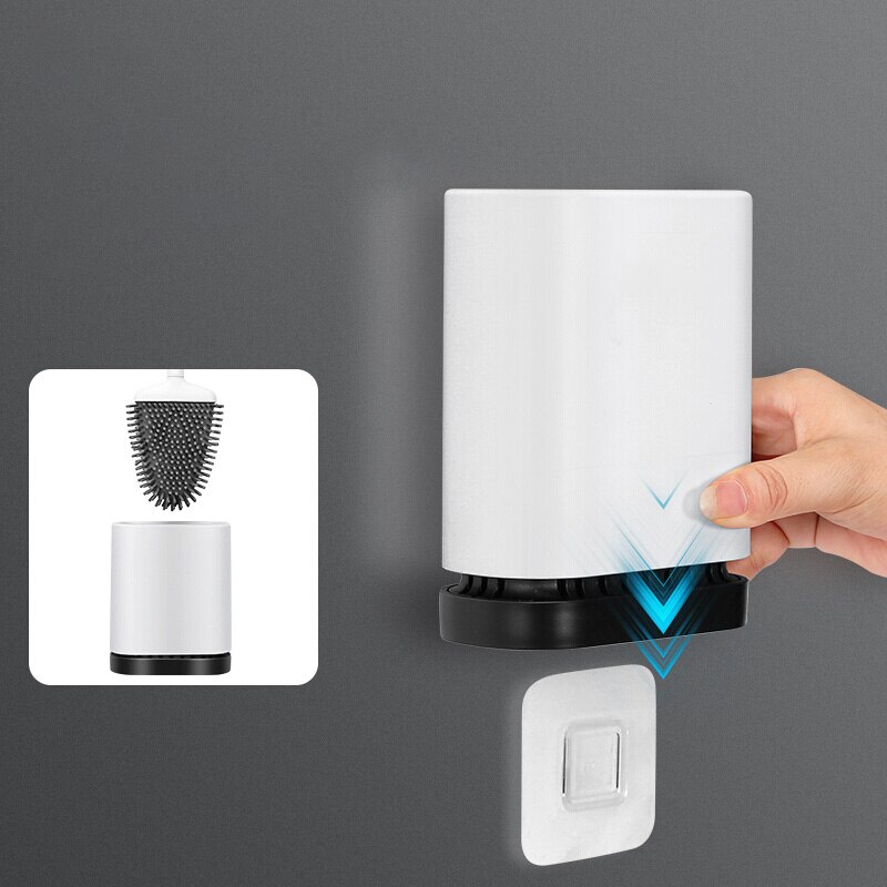 Wall-mounted Toilet Brush Rubber Head Holder Bristle Cleaning Brush WC Bathroom Accessories Home Stuff For Toilet Silicone