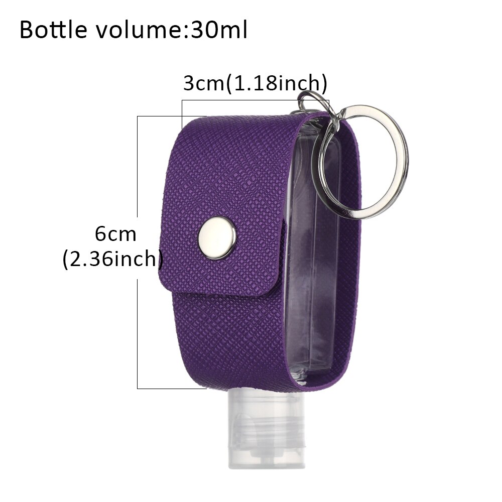 Botella desinfectante de manos portátil, llavero de viaje reutilizable, gel para el lavado de manos, Sub-embotellado con llavero portador, 30ml
