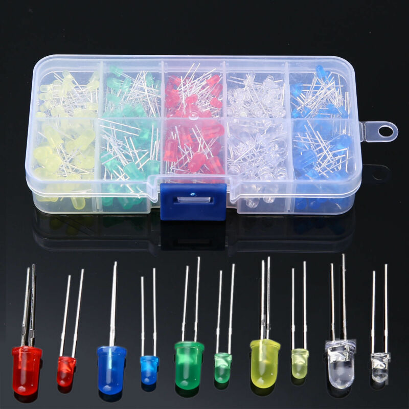 300pcs 3mm 5mm LED Diodes Emitting White Yellow Red Green Blue Assorted Kit DIY