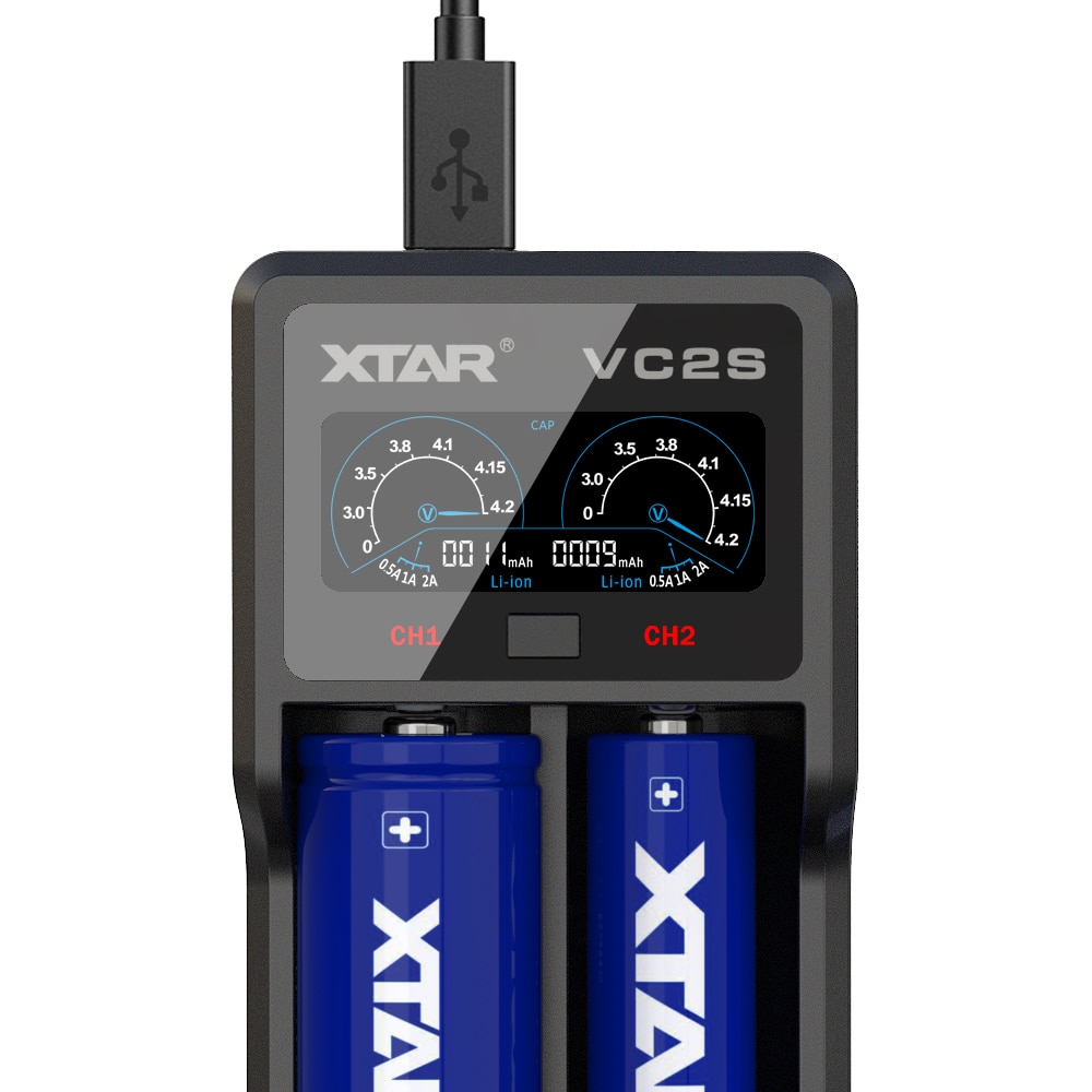 XTAR VC2 S VC2S coloré VA LCD écran Micro-USB alimenté portable batterie externe appliquer à 3.6 V/3.7 V Li-ion/IMR/INR/ICR 18650 26650