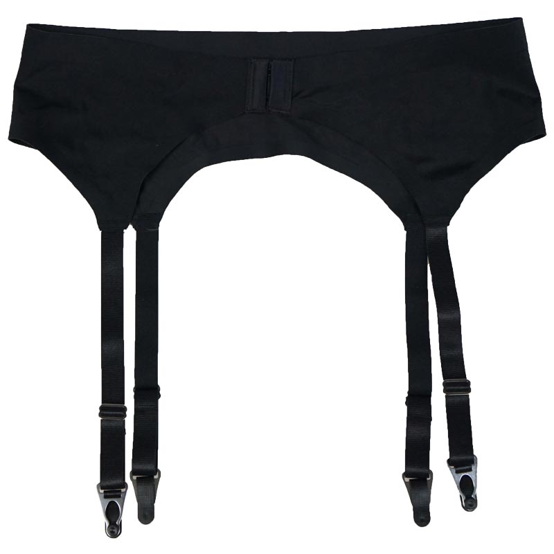 Black Retro Seamless Metal Buckles 4 Wide Straps Women/Female/Lady Sexy Vintage Garter Belts For Stockings Suspender Belt S506B