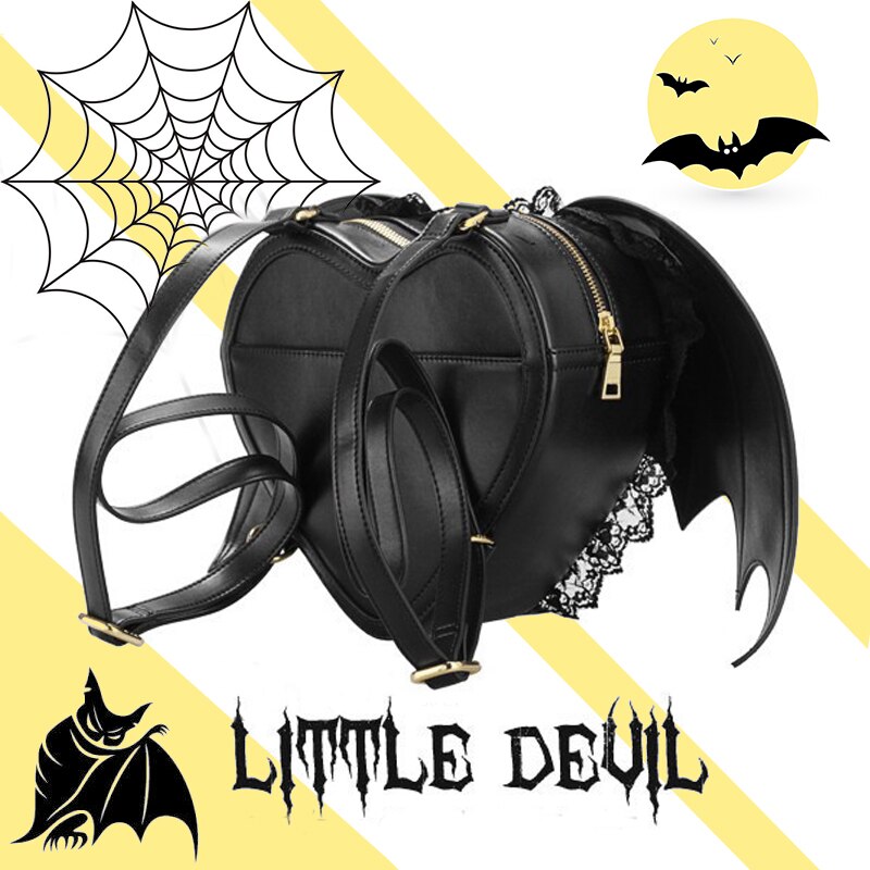 Sac à dos à aile chauve-souris pour femme, Punk, nouveauté, sacs de jour petit diable mignon, sacoche à ailes d'ange pour femme