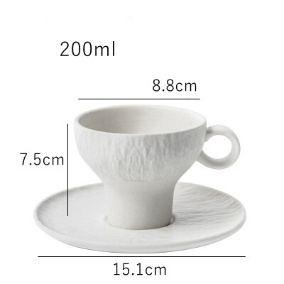 Matte Black Coffee Cup Set Porcelain Tea Cups with Saucer 200ml Mug: White