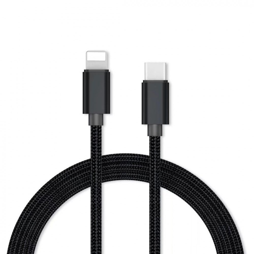 Typ C zu Blitz Kabel Schnelle Ladung 2,4 EINE Daten Kabel Nylon Geflochtene Schwarz 1M Kompatibel mit iPhone iPad verwenden mit Typ C Ladegerät
