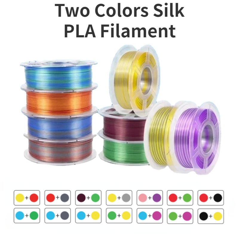Filamento di seta PLA a dovuto colori 1kg fascio da 1.75mm, filamento a doppio colore, filamento 3D di coestrusione, cambio colore PLA di seta ogni pollice