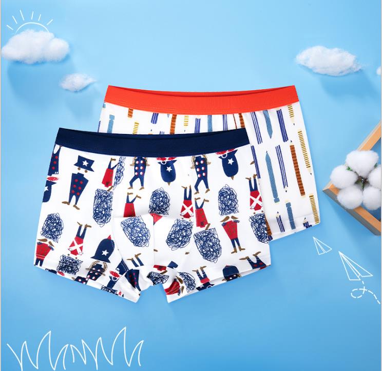 Pure Cotton Boys Underwear Boxer Cute Colours Boys Briefs Superior Children Boxershort Kids Panties 2pcs/lot: Beige / 4T