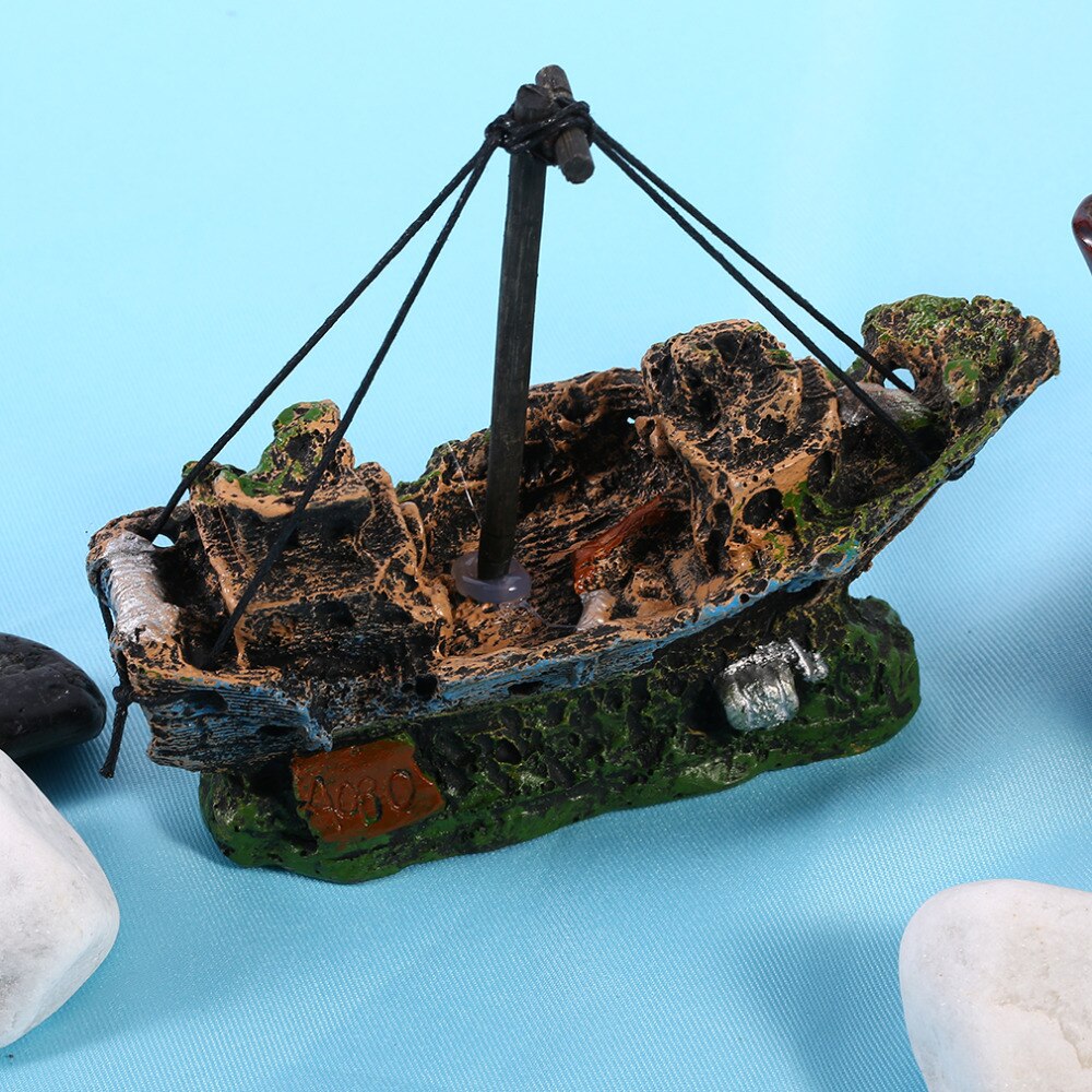 Aquarium Decor Ship Fish Tank DecorationResin Pirate Treasure Ship Pirate Ship Ornament Accessories Aquarium Landscape Statue