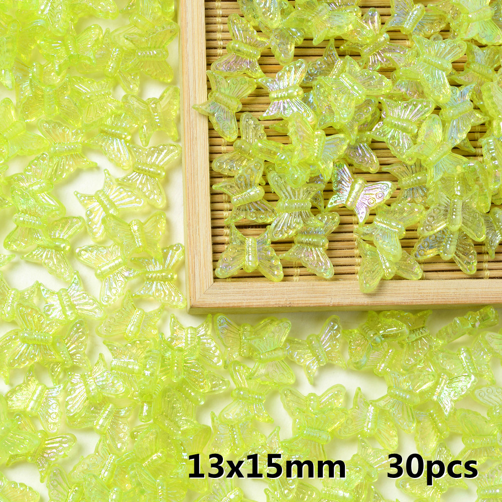 IYOE – mélange de perles papillon AB en cristal acrylique, perles d'espacement amples pour la fabrication de bijoux, épingle à cheveux, accessoires de bricolage faits à la main: WHITE