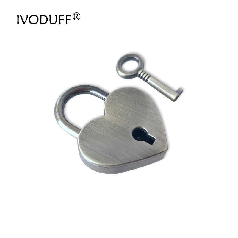 1 pièce coeur rétro métal mini cadenas sac valise valise clé serrure avec clé: Brun foncé