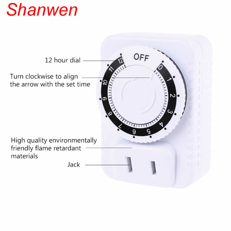 AC 110V 12 Hour Mechanical US Plug Switch Timer Socket for Home Appliances Control Motorcycle Charging Timer 10A 1200W