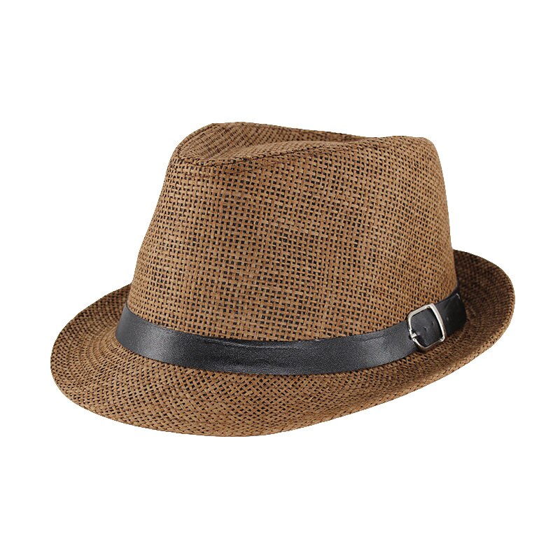 Miaoxi voksne mænd solhat sommer unisex solid afslappet hat sommer stråhætte ferie kvinder hatte motorhjelm sn -007: Rødbrun