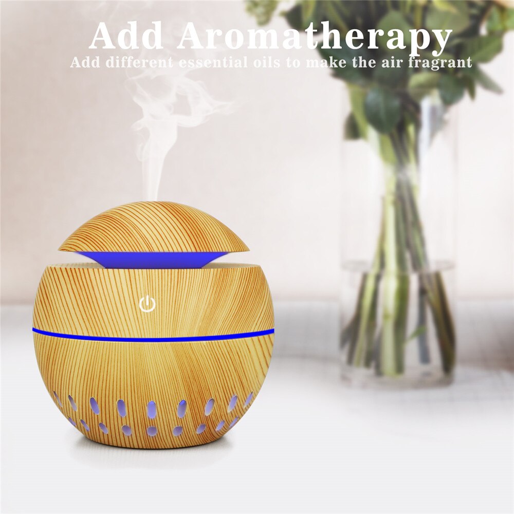 130ml usb parfume hul bambus træ korn bil hjemme elektrisk befugtning ultralyd luft aromaterapi diffuser æterisk olie