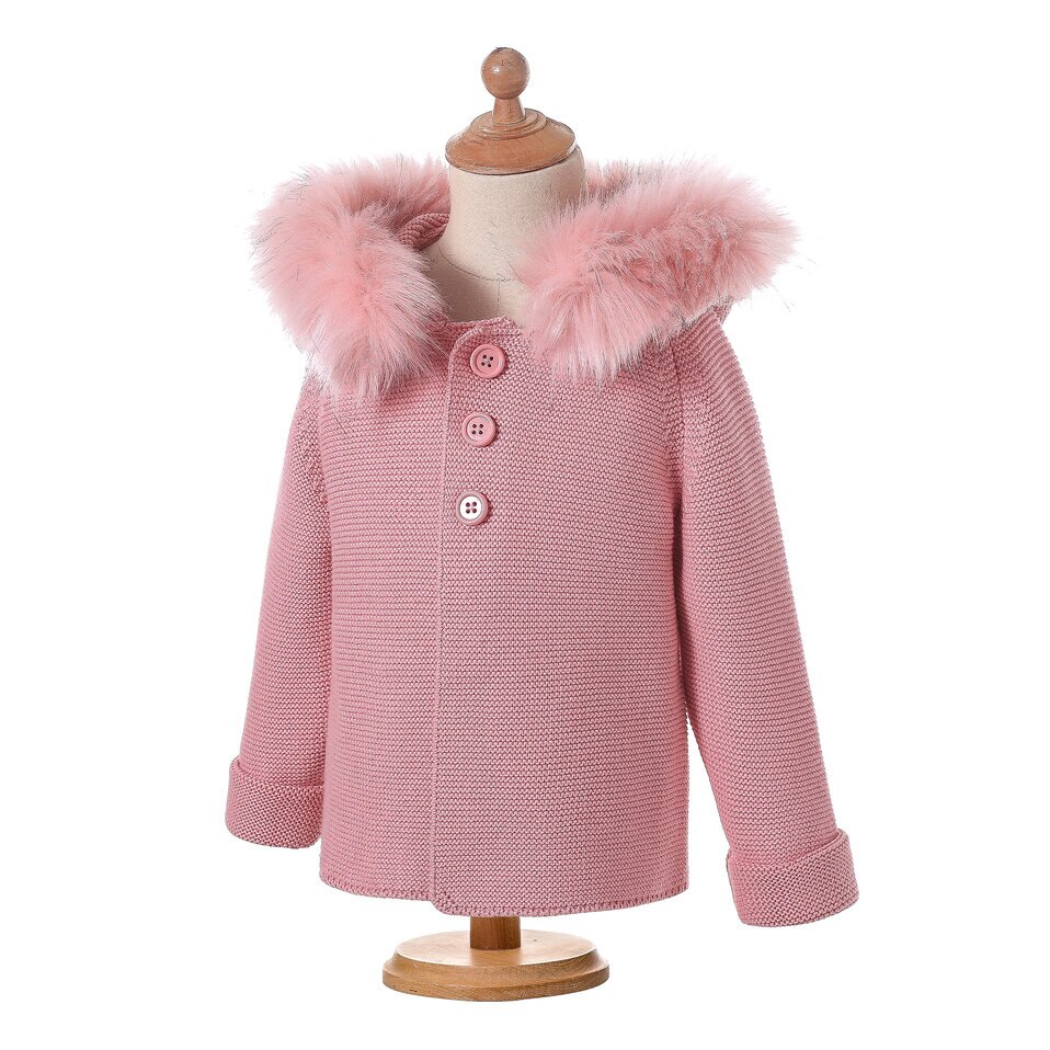 Pettigirl Autumn Winter Kids Sweaters And Coat Detachable Faux Fur Hoodied Cotton Yarn Baby Boys Girls Coat Children Outwear