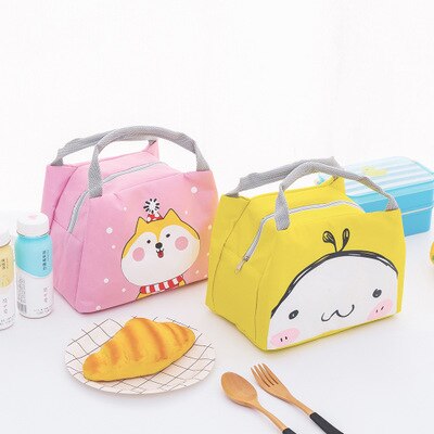 Cartoon Nette Mittagessen Tasche für Frauen Mädchen Kinder Kinder Thermische Isolierte Mittagessen Box Tote Lebensmittel Picknick Tasche Milch Flasche Beutel