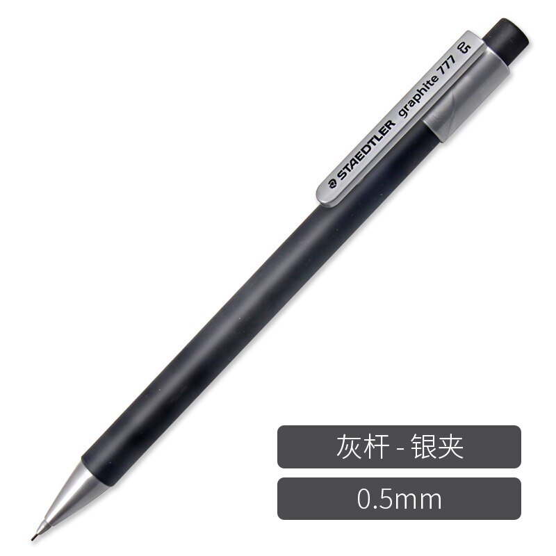 6 stk tysk staedtler automatisk blyant 0.5mm studerende skriver 777 frostet gennemsigtig penneholder bevægelig blyant iført gummi: Sort