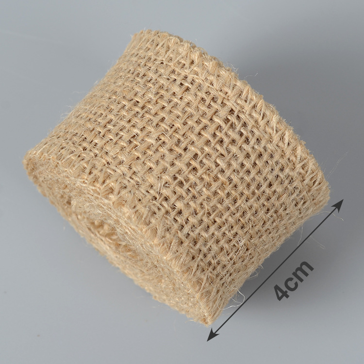 2 meter/rulle jute säckväv band tejp naturlig hampa band gör det själv påse material bröllopsfest dekoration hantverk tillbehör inslagning: 4cm