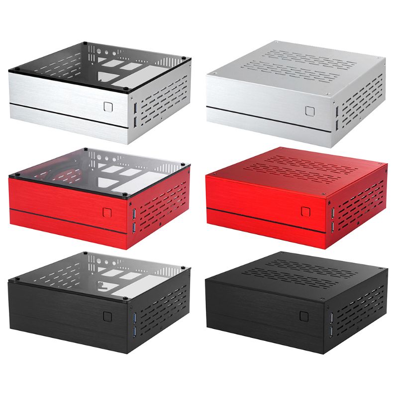 B01 mini itx computer kabinet aluminium / glas dokumentmappe hjemmebiograf computer kasse desktop pc kabinet