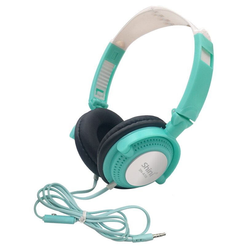 Wired Headphones With Microphone Over Ear Headsets Bass HiFi Sound Music Stereo Earphone For Android PC Gaming Headset: shini green