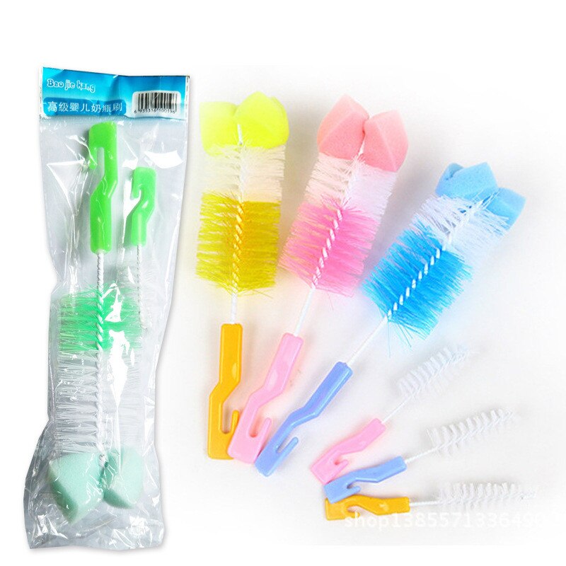 Brosse à lait à mamelon, brosse à lait, éponge à 360 degrés, brosse + sucette, Kit 2 pièces: 1 pcs random