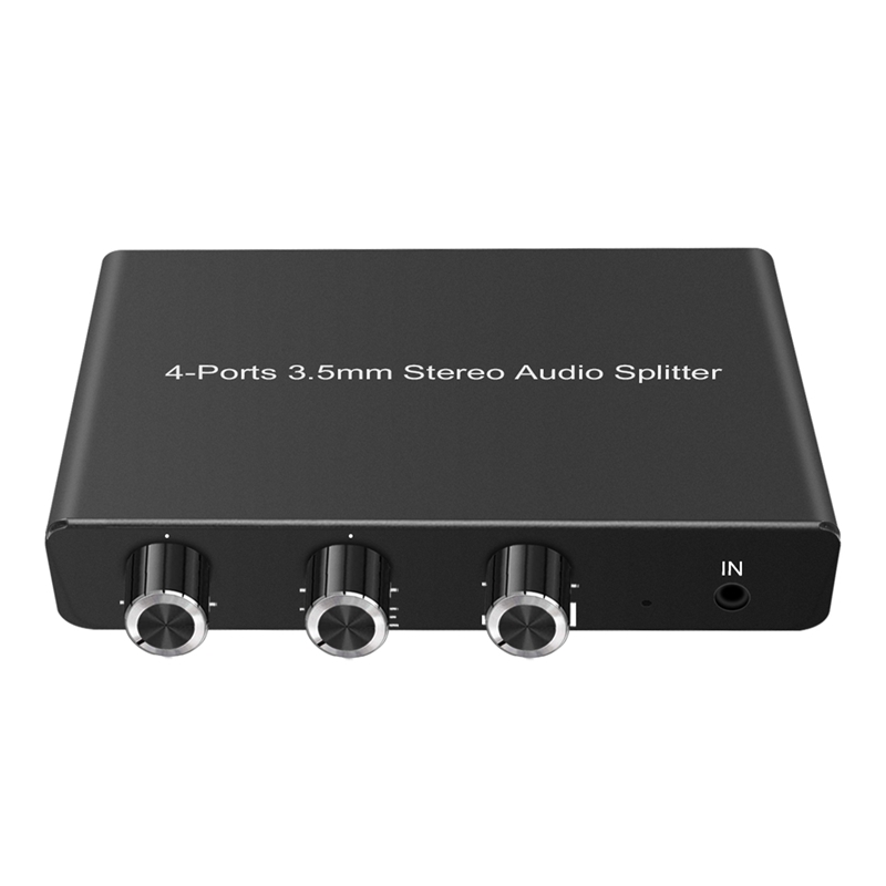 3.5mm Audio Amplifier 4 Ports Stereo Audio Splitter Amplifier Headphone Selector Audio Converter Adapter for Speaker: Default Title