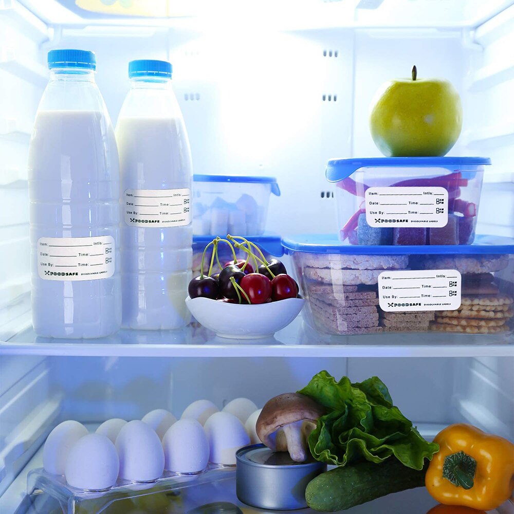 Dissolvable Food Labels by Food Safe 1x3'' Kitchen Storage freezer stickers Perfect for Reusable Containers 250 Labels Per Roll