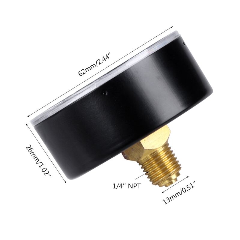 Metal 1/4"NPT 2.3" Face 6 Bar Water Mini Dial Air Compressor Meter Hydraulic Pressure Gauge Manometer Pressure Tester Back Mount