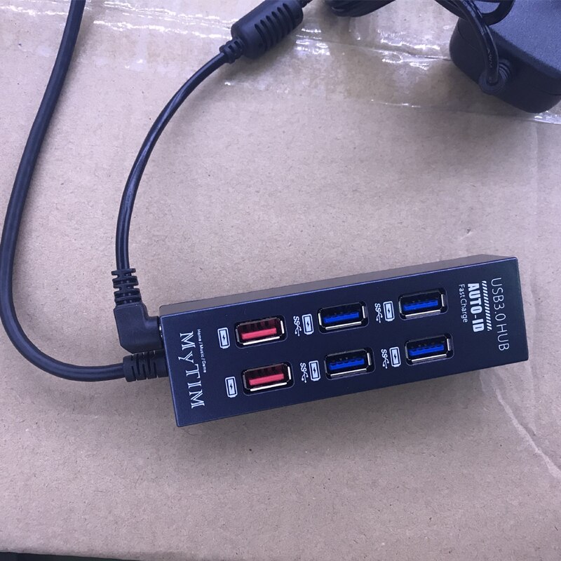 Usb 3.0- hub met 4 usb 3.0- poorten en 2 snellaadpoorten usb 3.0- hub met voeding uk-stekker