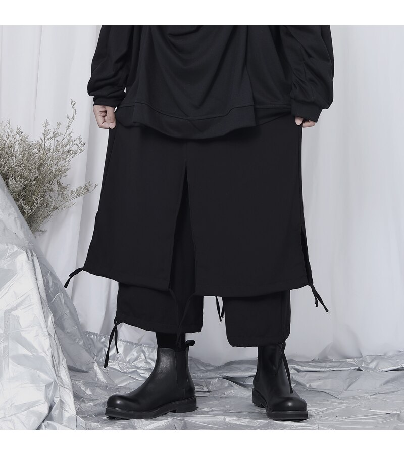 Jesienne codzienne męskie spodnie, męskie spodnie rybaczki, modne męskie niszowe wzornictwo Yamamoto dwuwarstwowe uwięzi luźny straigh