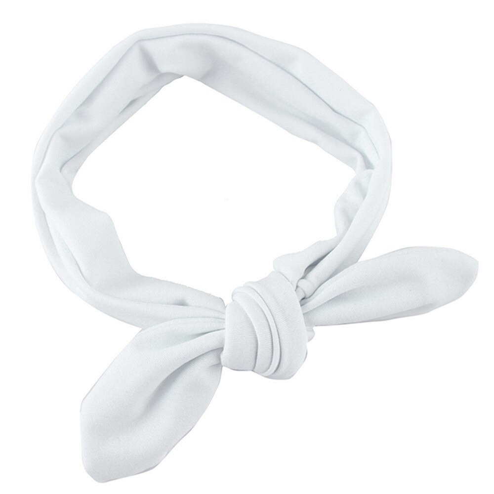 Neue Baby Stirnband Baby Haar Zubehör Sommer Solide Baby Mädchen Stirnbänder Baby Kaninchen Bogen Ohr Stirnband Turban Knoten Kopf Wraps: WHITE