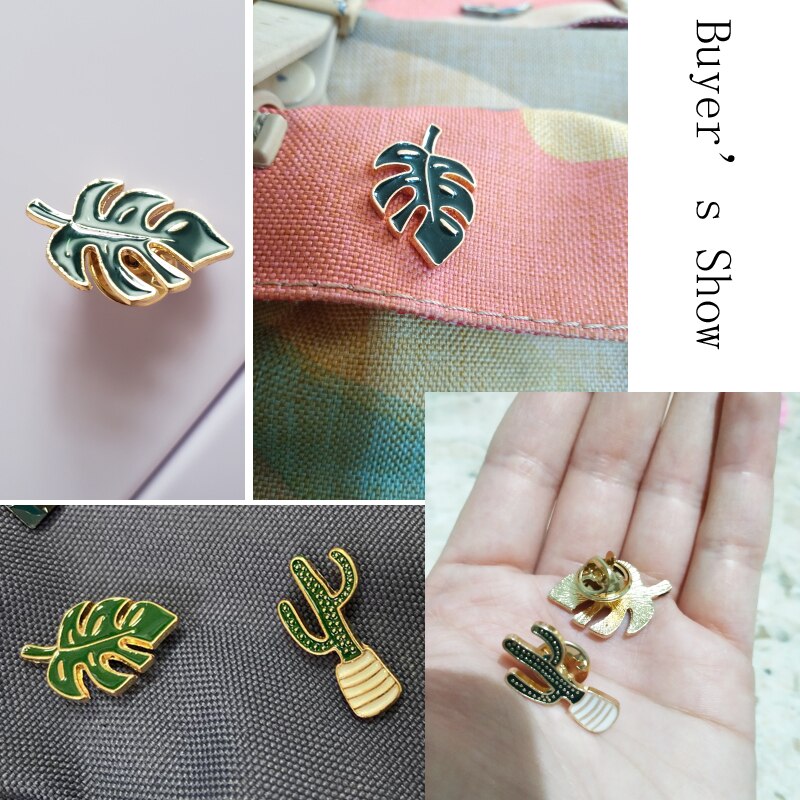 Karikatur Pflanzen Broschen Kokos Baum Monstera Kaktus Blatt Emaille Revers Stifte Abzeichen Für Jacken Rucksack Schmuck für freunde