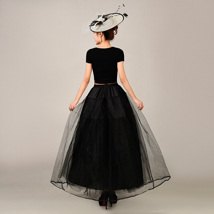 Underkjole lange tyllskjørt tre lag kvinners underskjørt til brudekjole hvit / svart