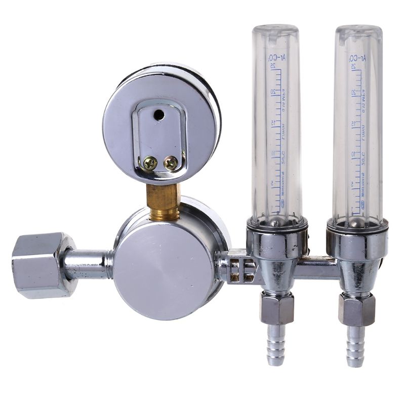 CO2 argon regulator OOTDTY - Dobbelt Rør argon regulator gass Trykkventil Flowmåler 0-25MPa
