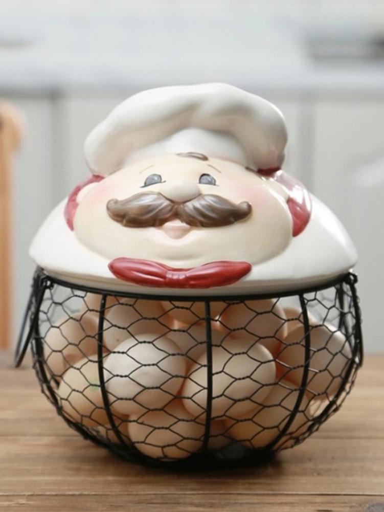 Ceramic Egg Stand Chicken Silk Egg Storage Basket Fruit Baskets Collection Ceramic Chickens Sprout Decoration