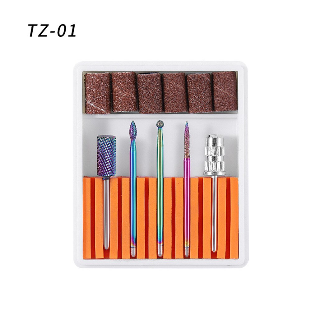 5 Pcs/Set Tungsten Steel Nail Drill Bit Drill Bits for Art Decoration Punte Fresa Unghie Tip Sander Nails Ceramic: gj0437-01