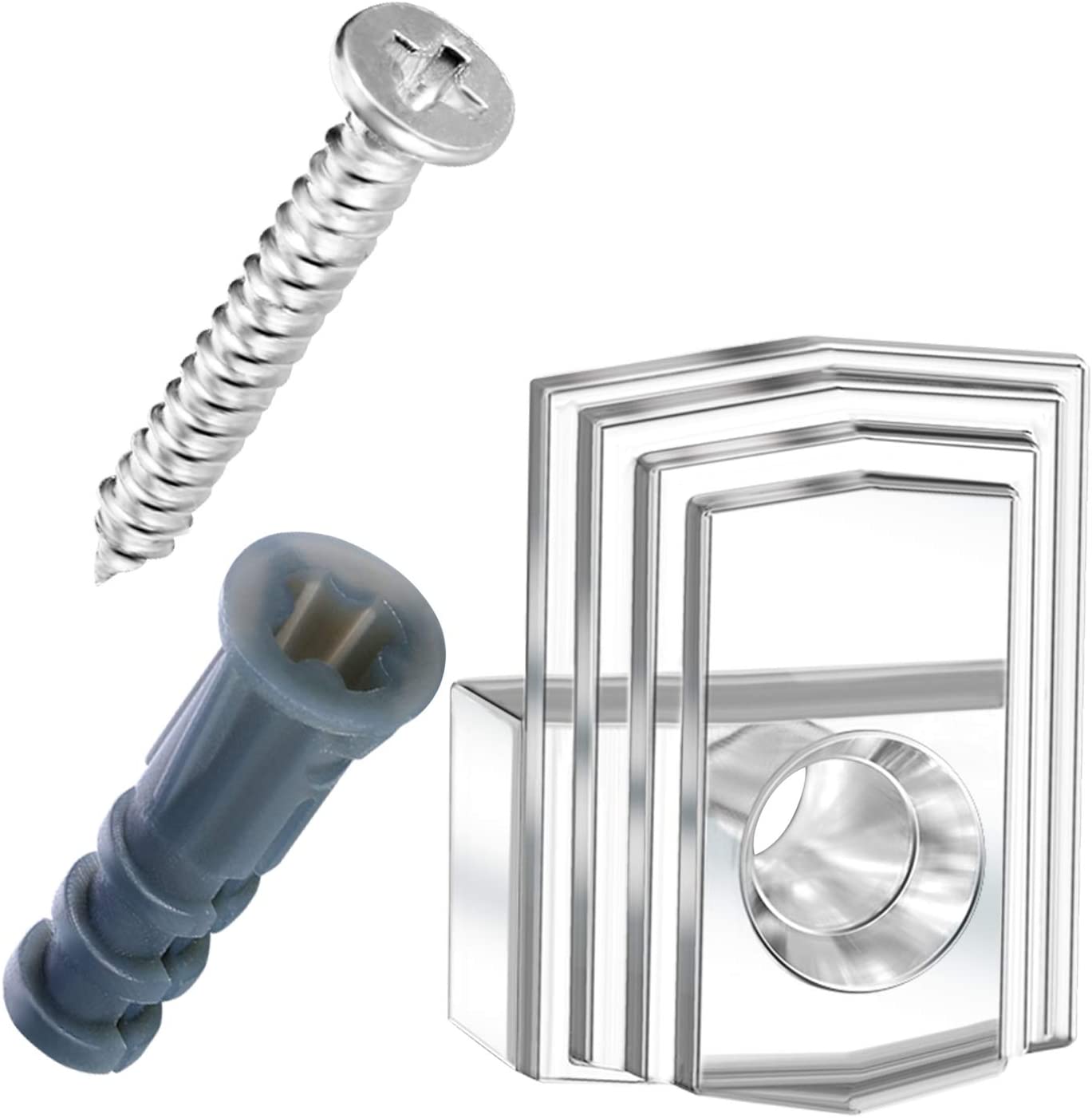 20 piezas pinza con espejo Clips de sujeción de vidrio Kit de Clips de retención de espejo Kit colgante con tornillo y ancla para la fijación de la puerta del armario de espejo