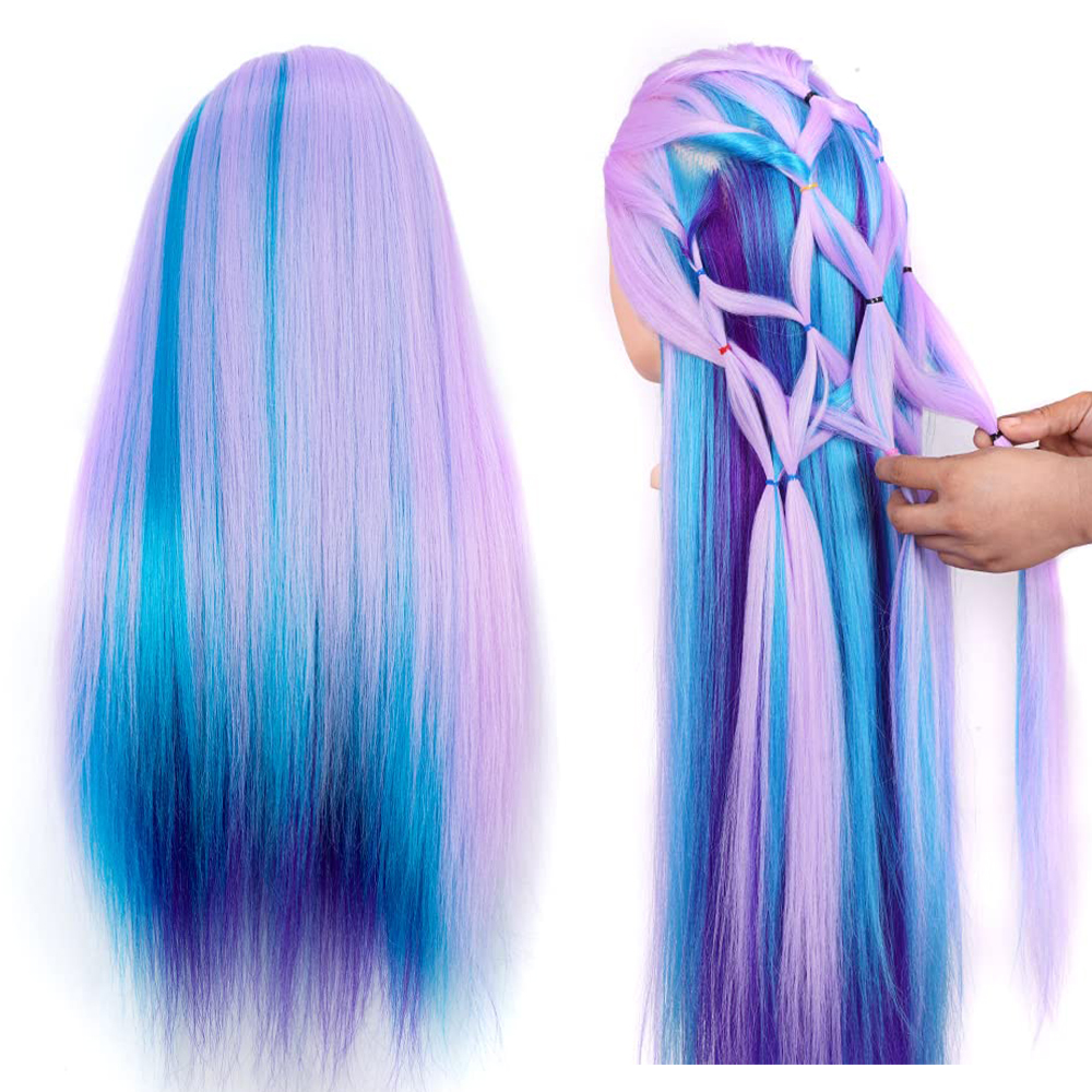 70cm Long Doll Head For Hairstyles Mannequin Head With 100% Synthetic Long Hair Training Head For Braid Hairdressing With