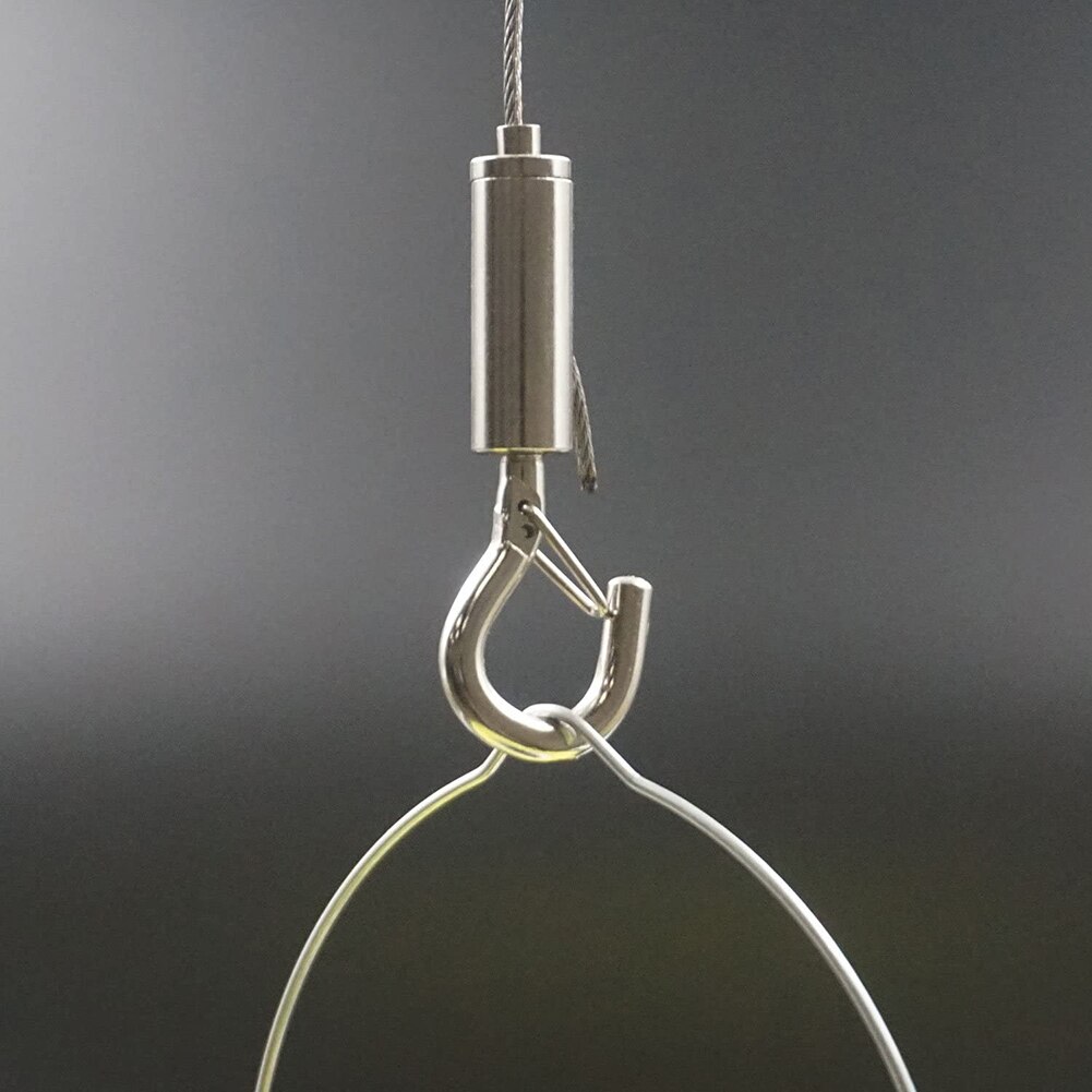 2 Pcs Wire Rope For Hanging Picture Frames, Mirrors, Chandeliers, Signs, Lights Automatic Wire Rope Clamp With Lock Hook