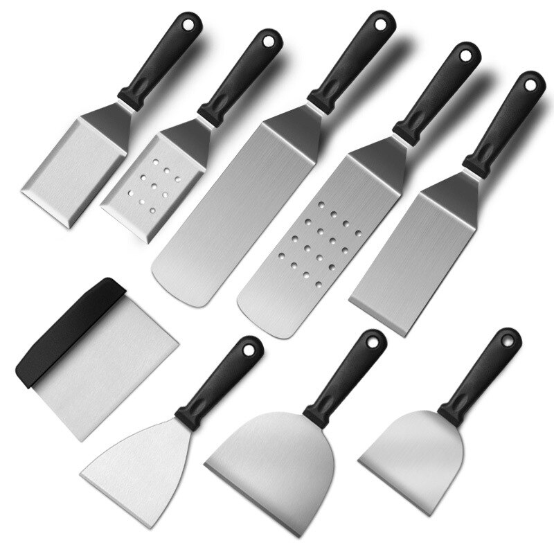 American Teppanyaki Set Beech Wood Handle Barbecue Tool Portable Outdoor Barbecue Shovel BBQ Shovel Cooking Frying Shovel