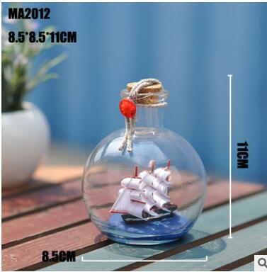 Home Decor Mini Sailing Pirate Boat Ship Small Wood Cork Glass Drift Charm Wishing Bottle Vial Valentine's Day: 2012