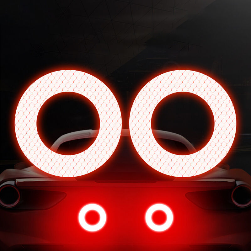 2 stk bil reflekterende klistermærke rund advarsel sikkerhedsmærke motorcykel auto dekoration reflektor strip udvendigt tilbehør klistermærker: Rød
