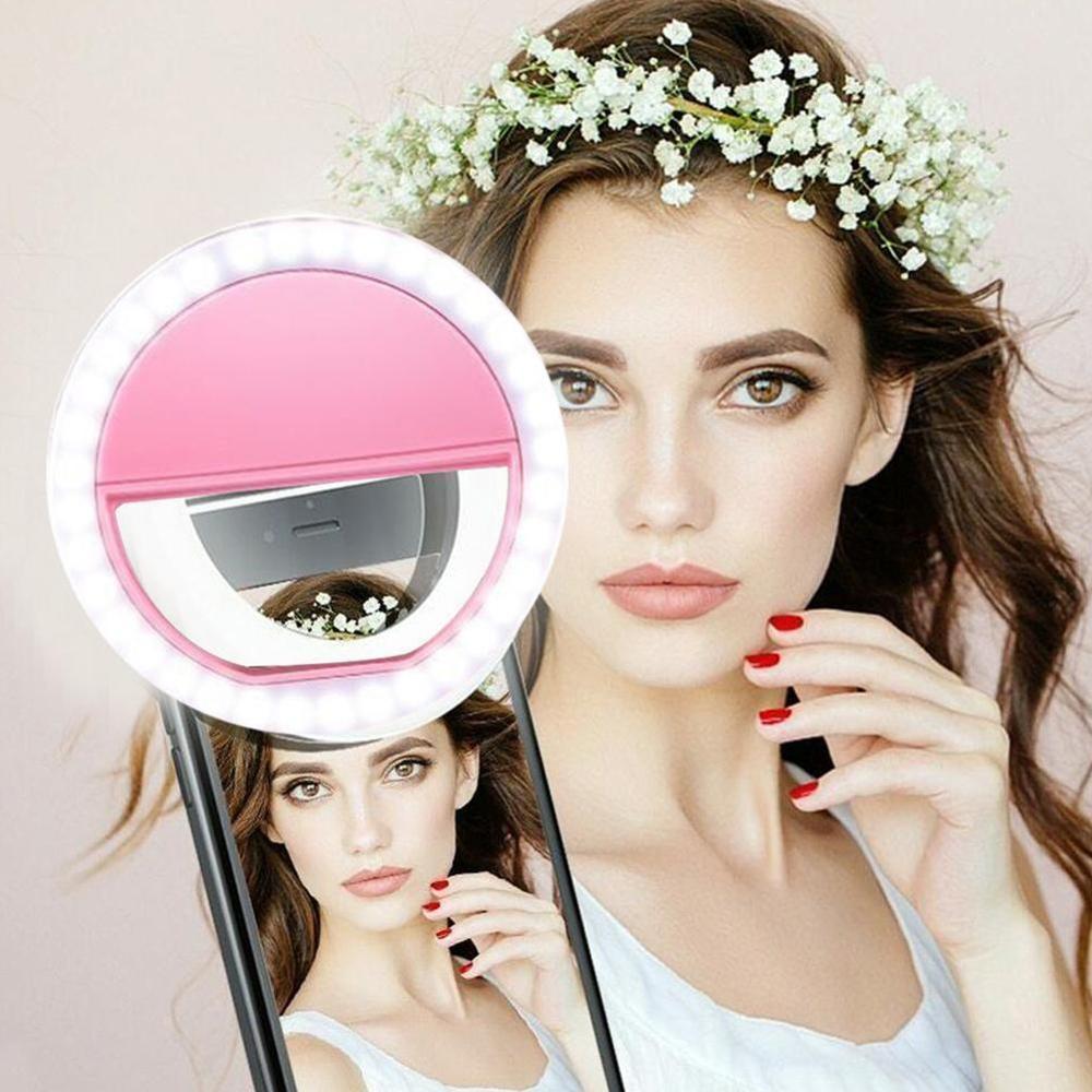 Mini Selfie Led Ring Licht Invullen Draagbare Mobiele Telefoon Mobiele Selfie 3 Niveaus Verlichting Voor Alle Lamp Clip Telefoons Lichtgevende ring M4R1