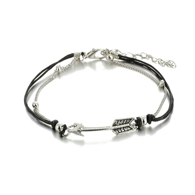 Docona Vintage Zilveren Kleur Schildpad Zon Hanger Enkelbanden Voor Vrouwen Meisje Zwart Touw Dier Enkelband Statement Sieraden 6895: 8306
