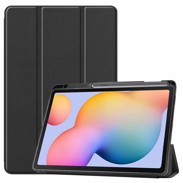 iBuyiWin Soft Silicone Smart Case for Samsung Galaxy Tab S6 Lite 10.4 SM-P610/P615 Tablet Capa Cover With Pencil Holder Funda: Black