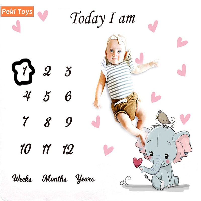 Couverture de bébé tapis de jeu toile de fond éléphant dessin animé nordique anniversaire Photo arrière-plan accessoires