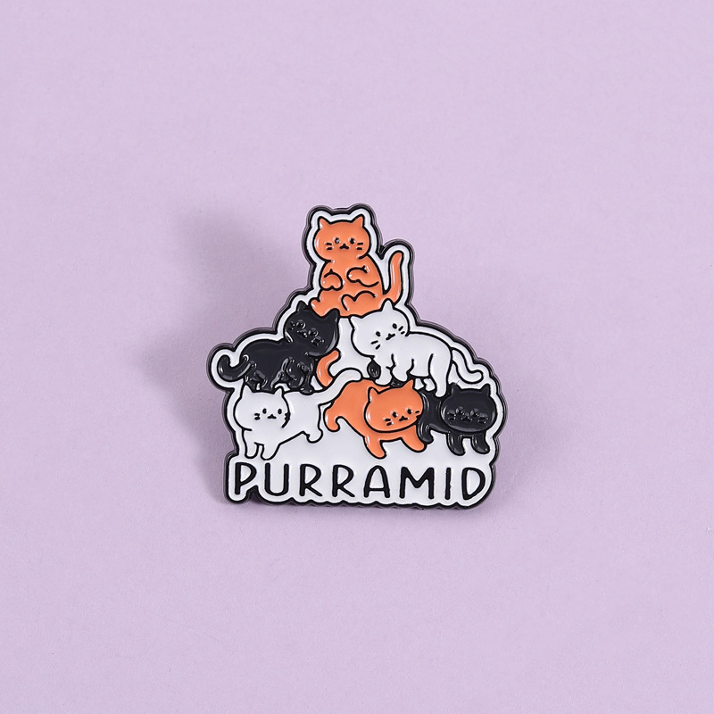 The CAT Purramid Enamel Pin Cartoon Animal Cat Pines Lapel Pins Badge on Backpack Clothing Accessories Jewelry