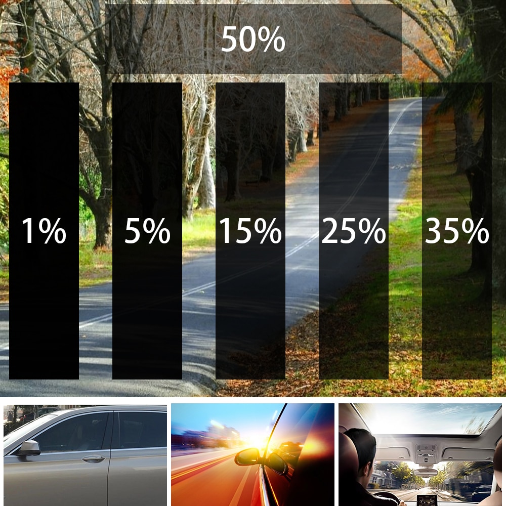Nye 50 cmx 3.0m 1% 5% 25% 50%  biltilbehør auto hjem glas vindue farvetone farvning filmrulle skraber bil tag vindue nuance film glas