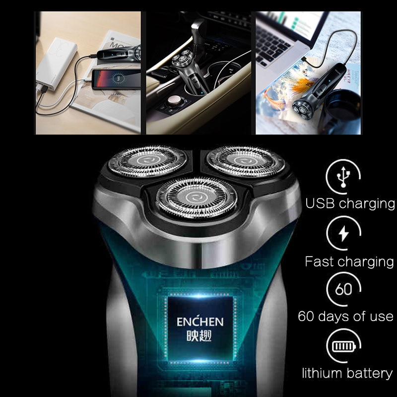 Elektrisk rakapparat för män skägg rakhyvel hårtrimmer för män tvättbar usb uppladdningsbar rakhyvel maskin barbeador