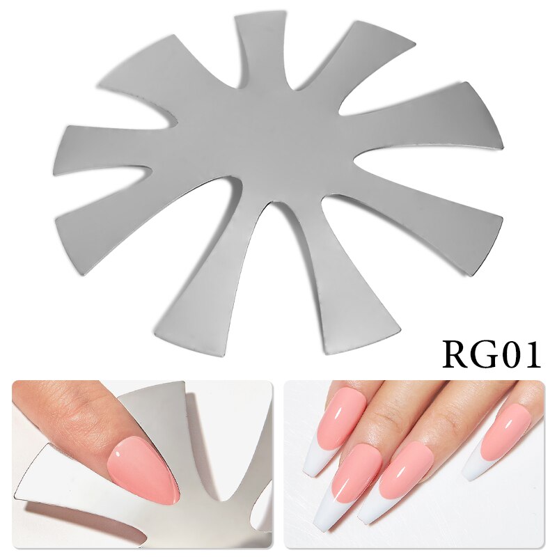 Pro 9 Sizes Easy French Smile Cut V Line Almond Shape Tips Manicure Edge Trimmer Nail Cutter Acrylic Pink White French Nails: Q16708