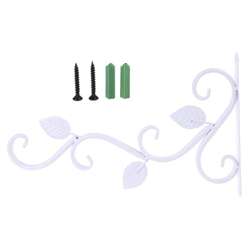 European Style Wall Hanging Flower Pot Support Bracket Hook Iron Hanger Plants Holder Balcony Home Decoration: White
